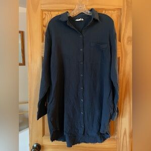 Mittoshop Navy Button-Down Midi Dress